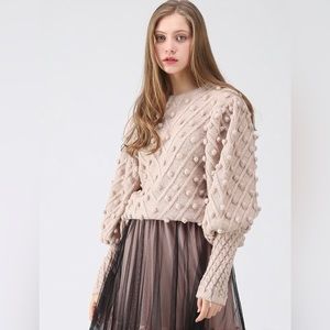 Women's Beige Cable Knit Sweater